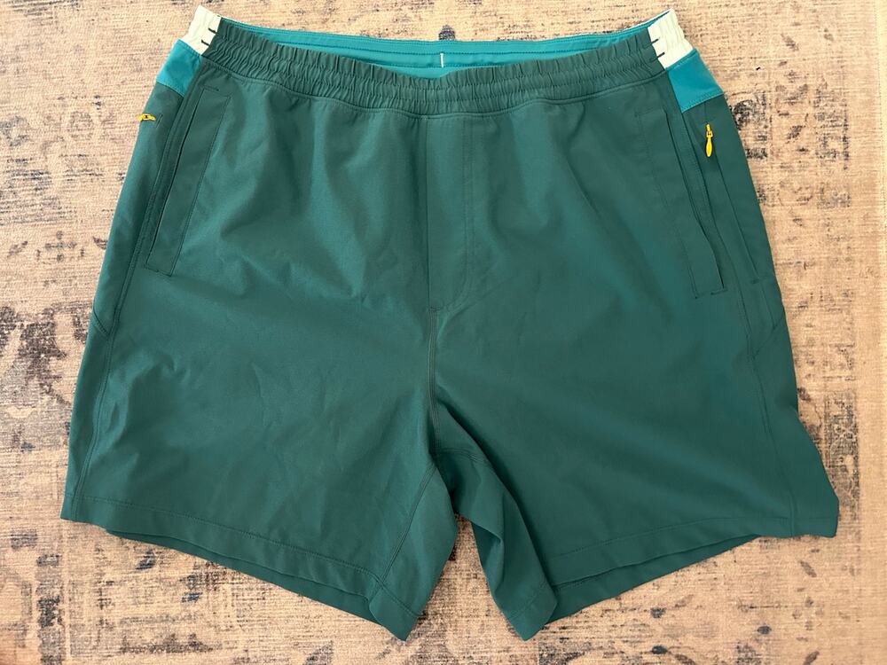 Birddogs Gym Shorts Mens XXL Green Colorblock Built In Liner Active Workout 7"